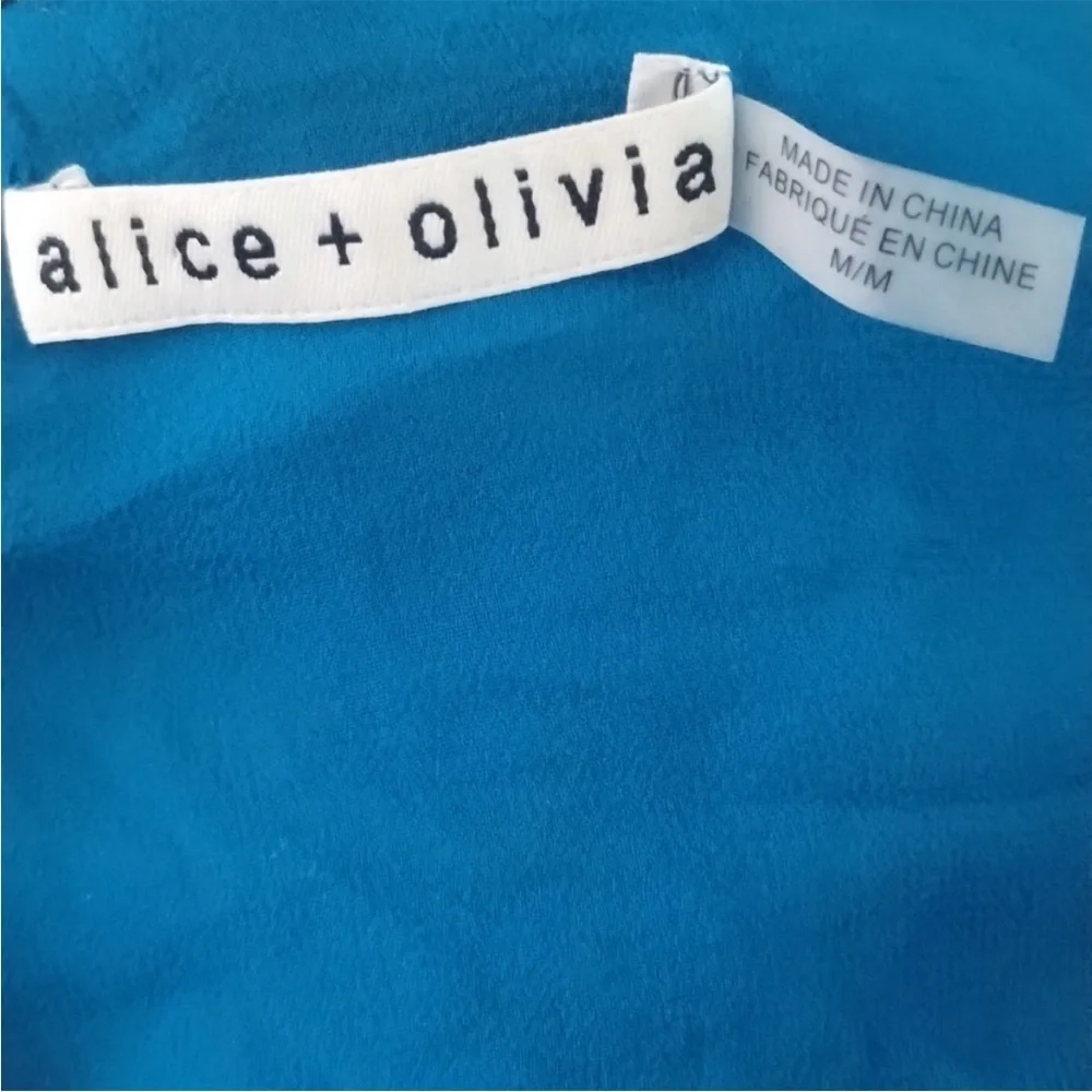 Alice + Olivia Eriko Patchwork Flounce-Hem Skirt & Jeannie Tie Neck Blouse Set - Picture 10 of 16